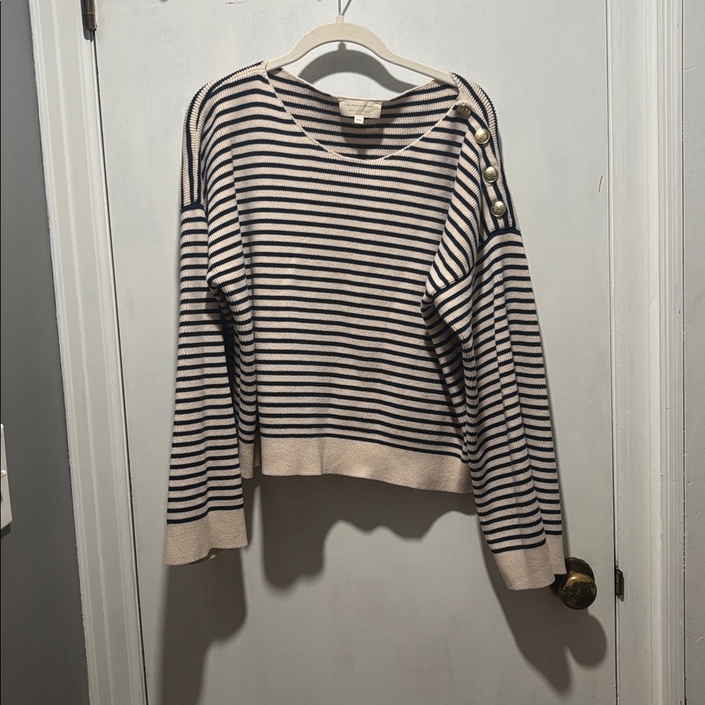SEZANE daisy stripe jumper crewneck sweater - Picture 2 of 7